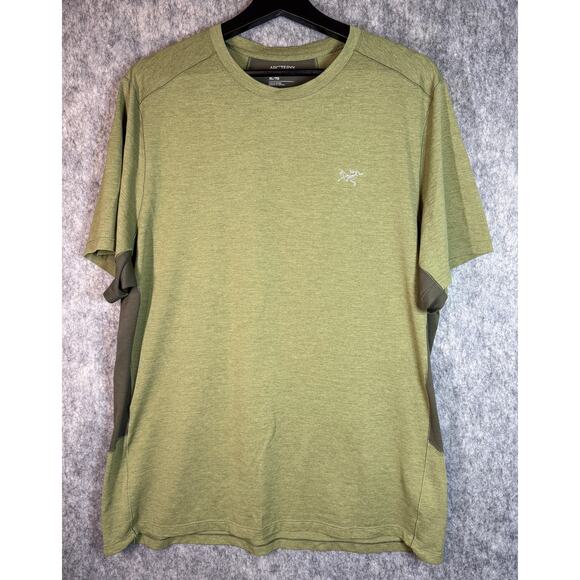 ARC'TERYX Mens Cormac Comp Green Panelled Jersey and Mesh T-Shirt - XL - Picture 1 of 8